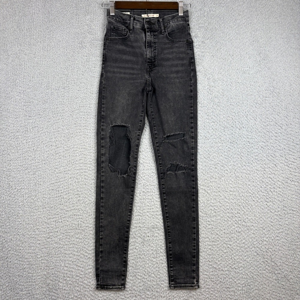 Levis Jeans Womens 25x30 Premium Mile High Super Skinny Distressed Ripped Faded